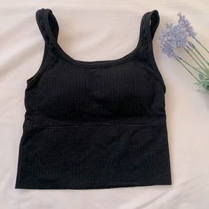 NWOT Black ribbed bra crop tank, size S